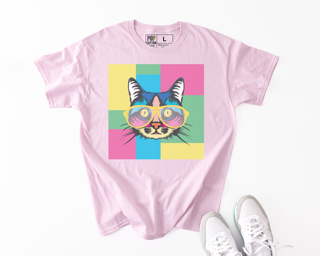 Cat Specs custom print heavy cotton T-Shirt