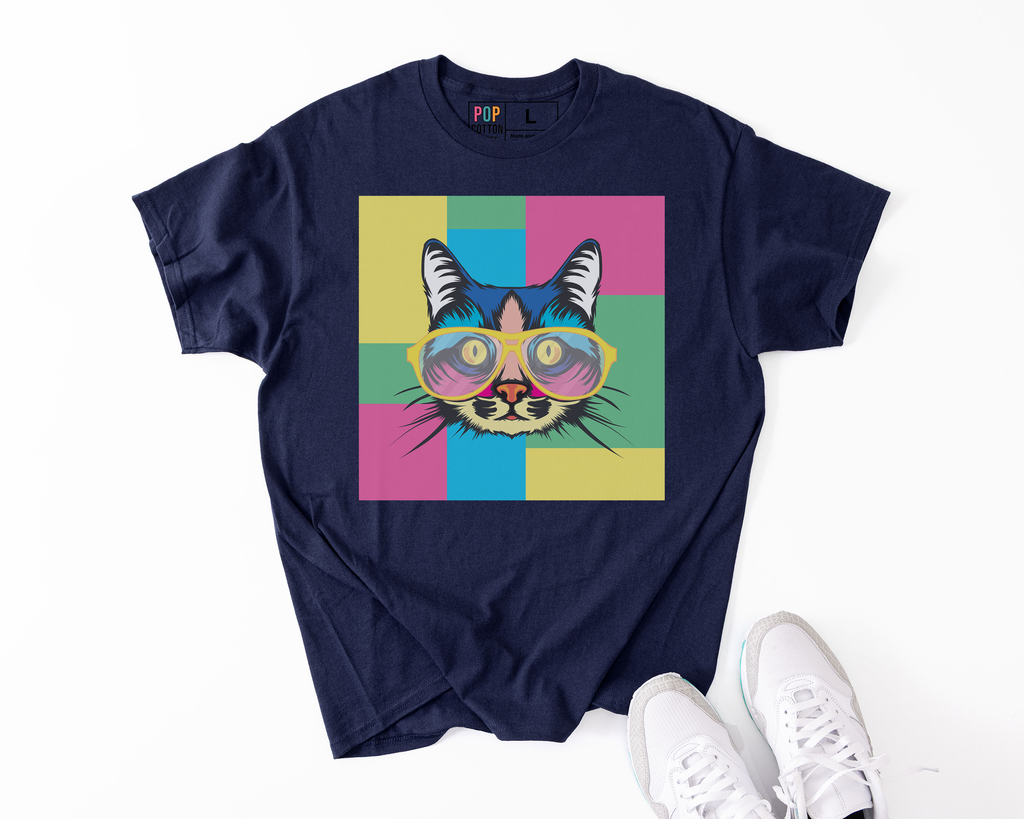 Cat Specs custom print heavy cotton T-Shirt