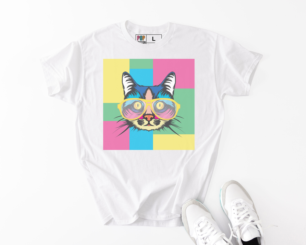Cat Specs custom print heavy cotton T-Shirt