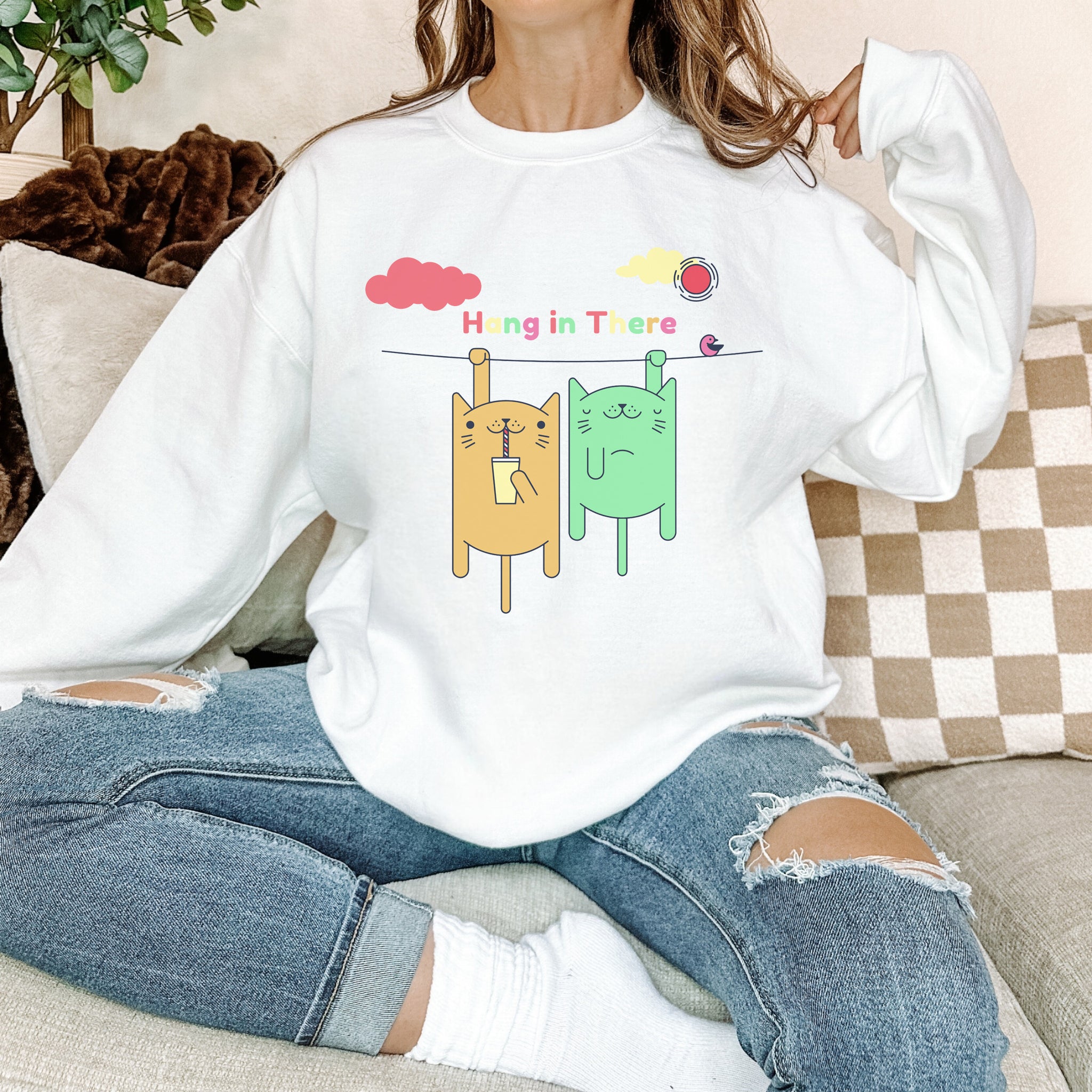 Hang in There custom print heavy blend sweatshirt