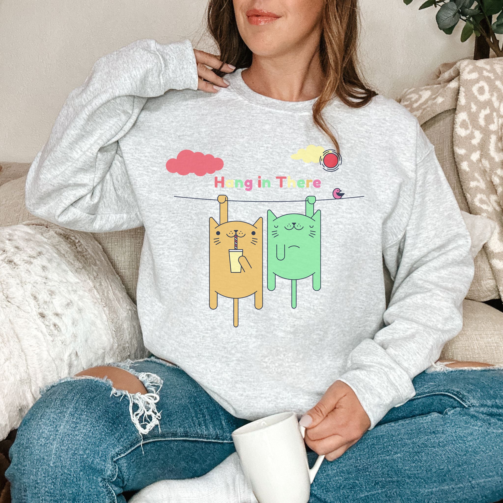 Hang in There custom print heavy blend sweatshirt