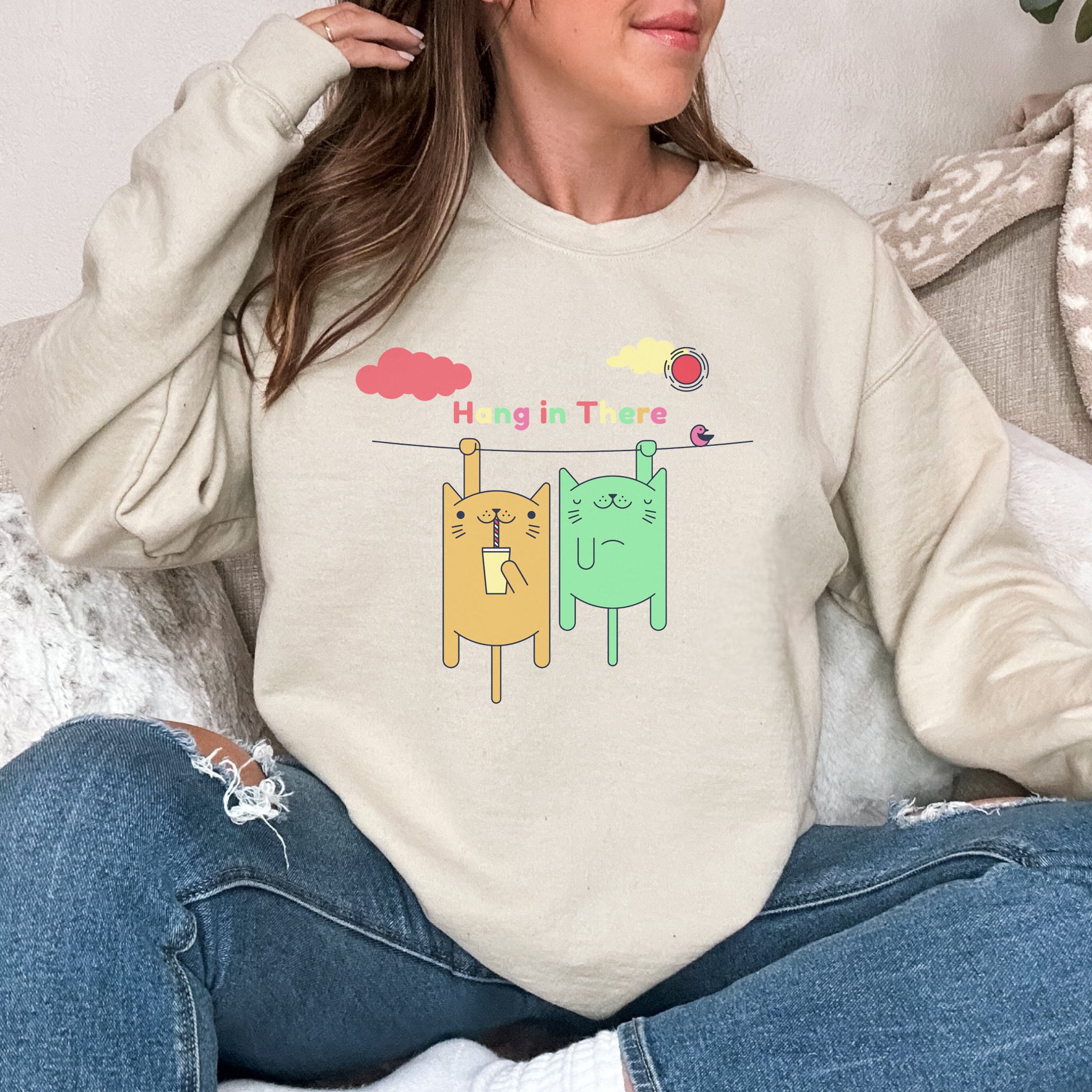 Hang in There custom print heavy blend sweatshirt