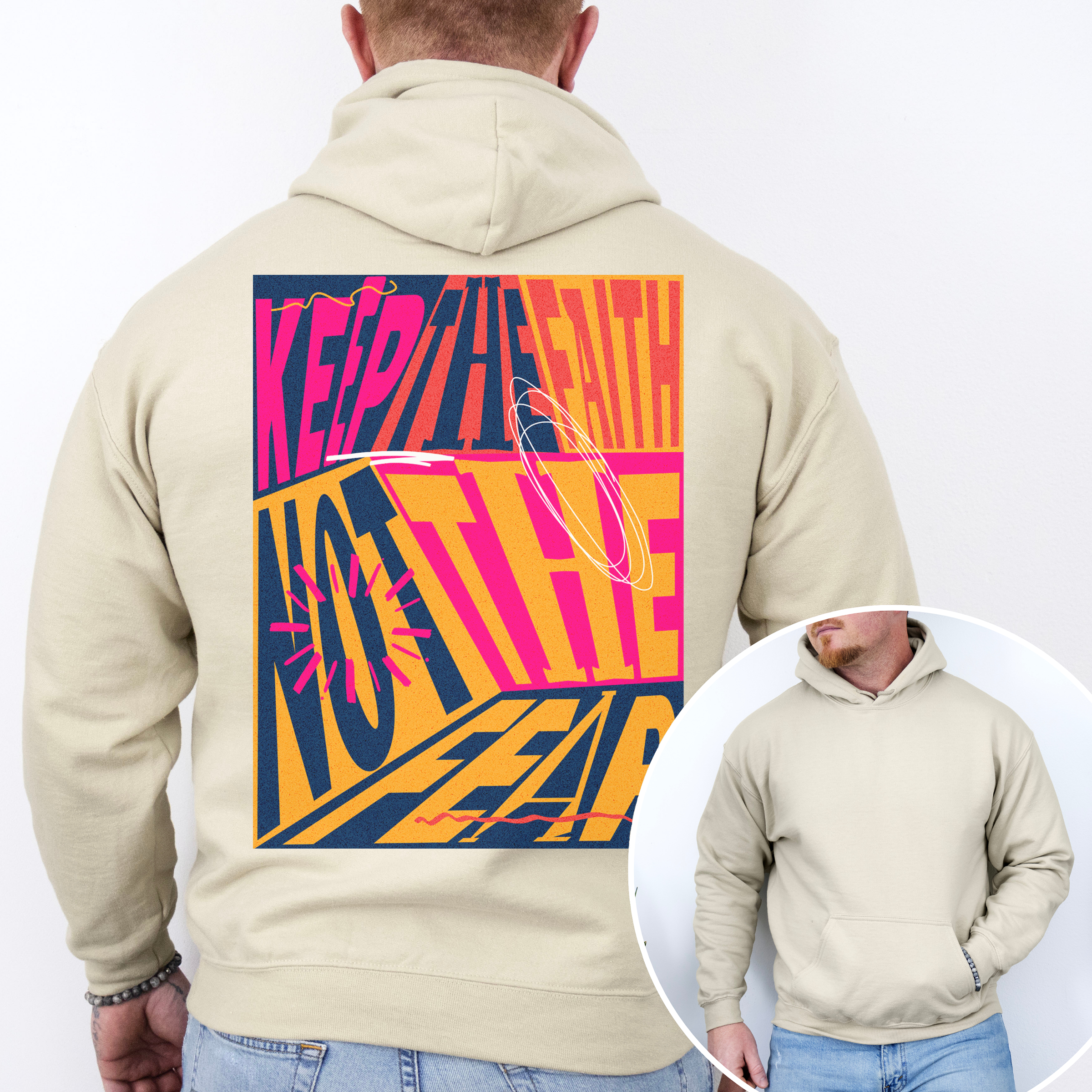 Keep the Faith Rear custom print heavy blend Hoodie