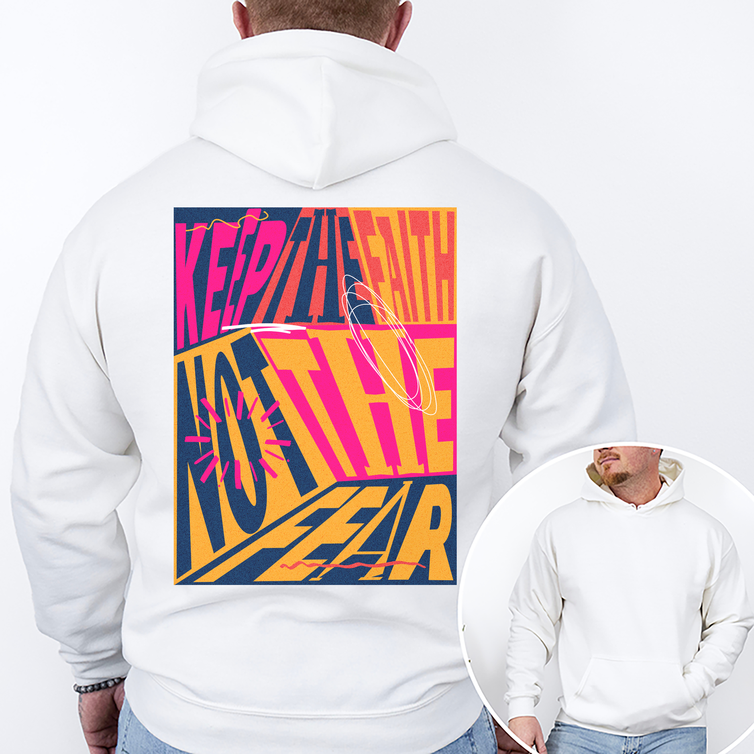 Keep the Faith Rear custom print heavy blend Hoodie