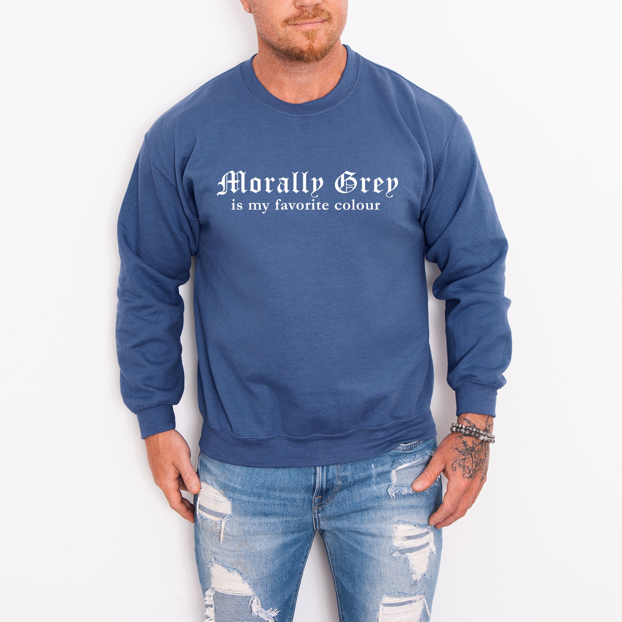 Morally Grey custom print heavy blend sweatshirt
