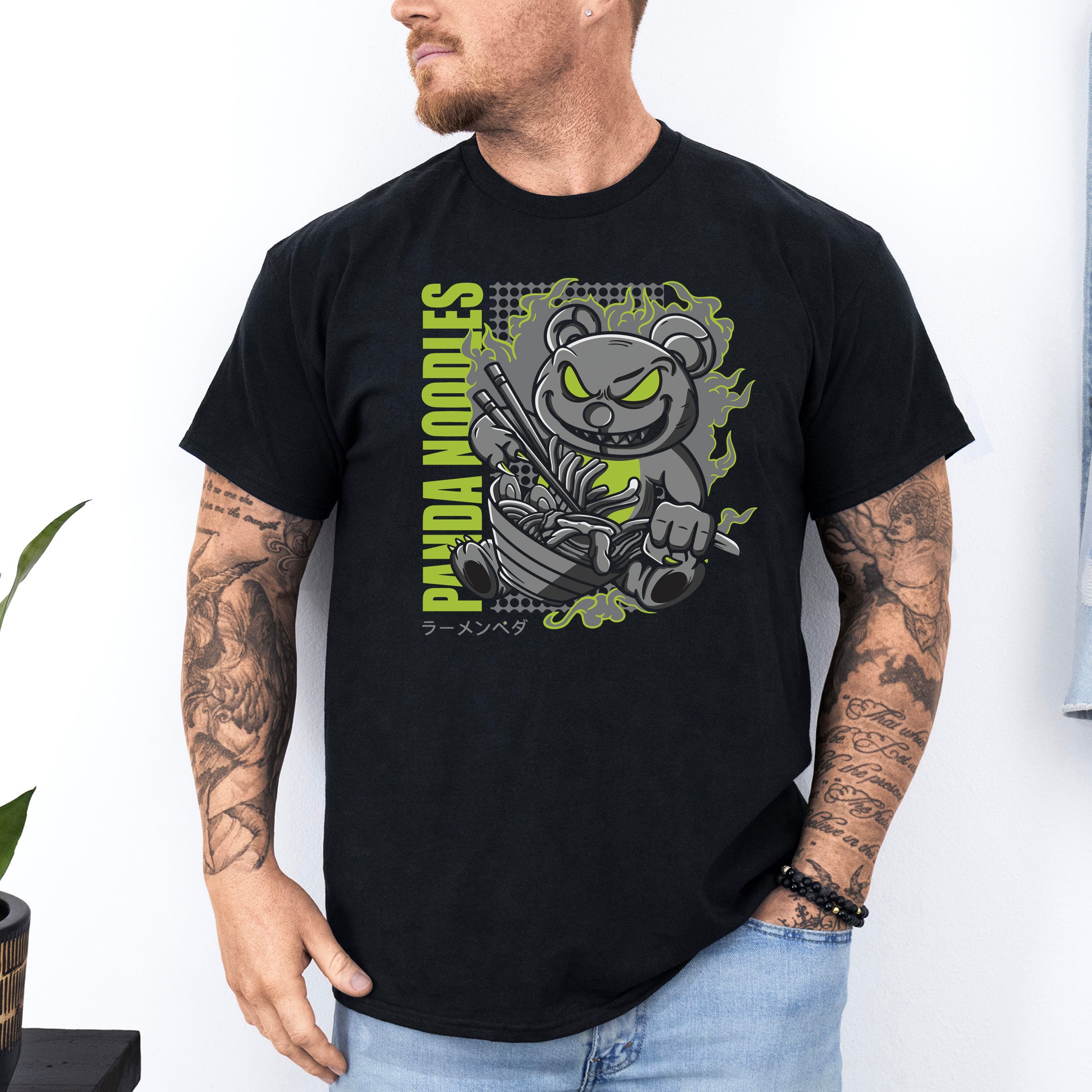 Panda Noodles custom print heavy cotton T-Shirt