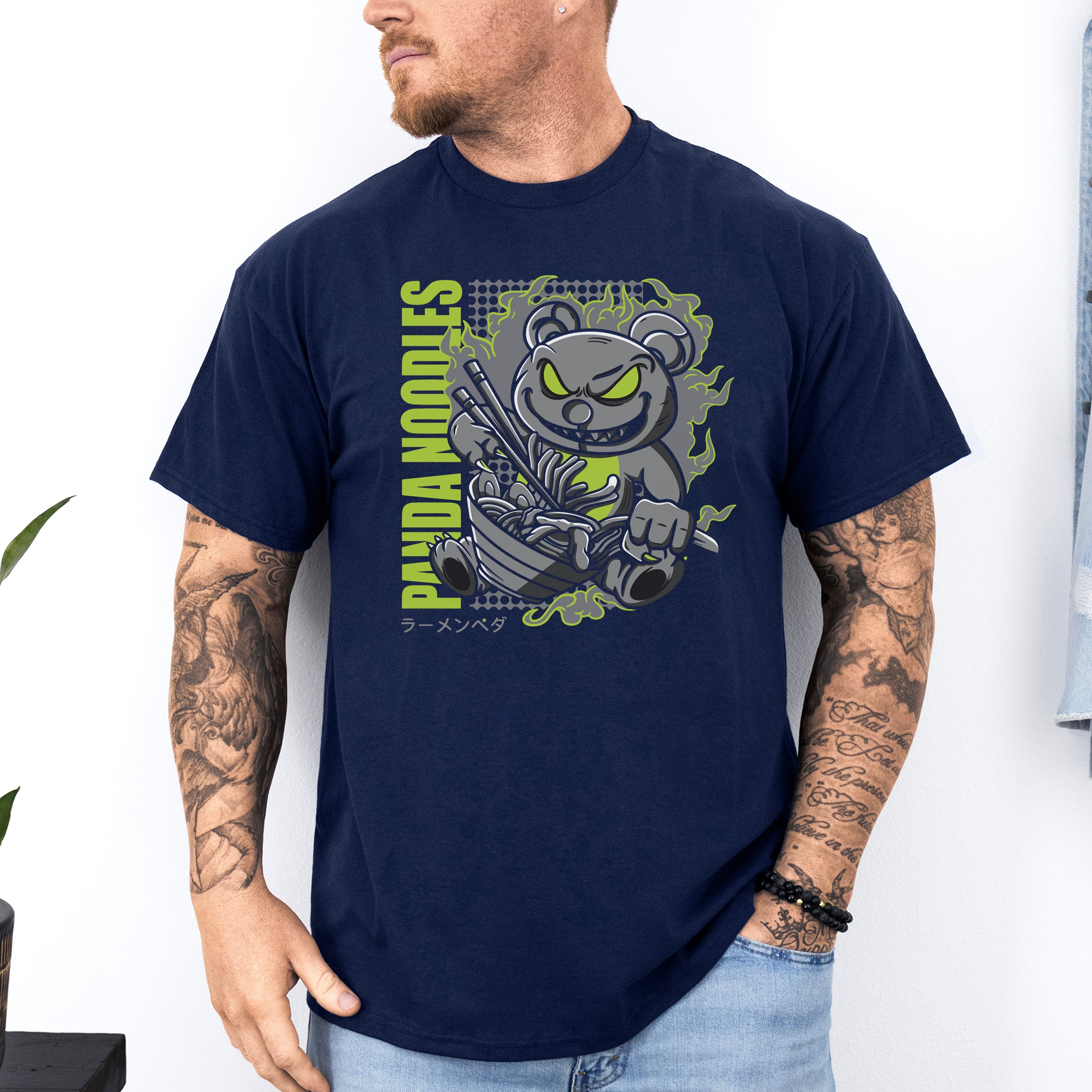 Panda Noodles custom print heavy cotton T-Shirt