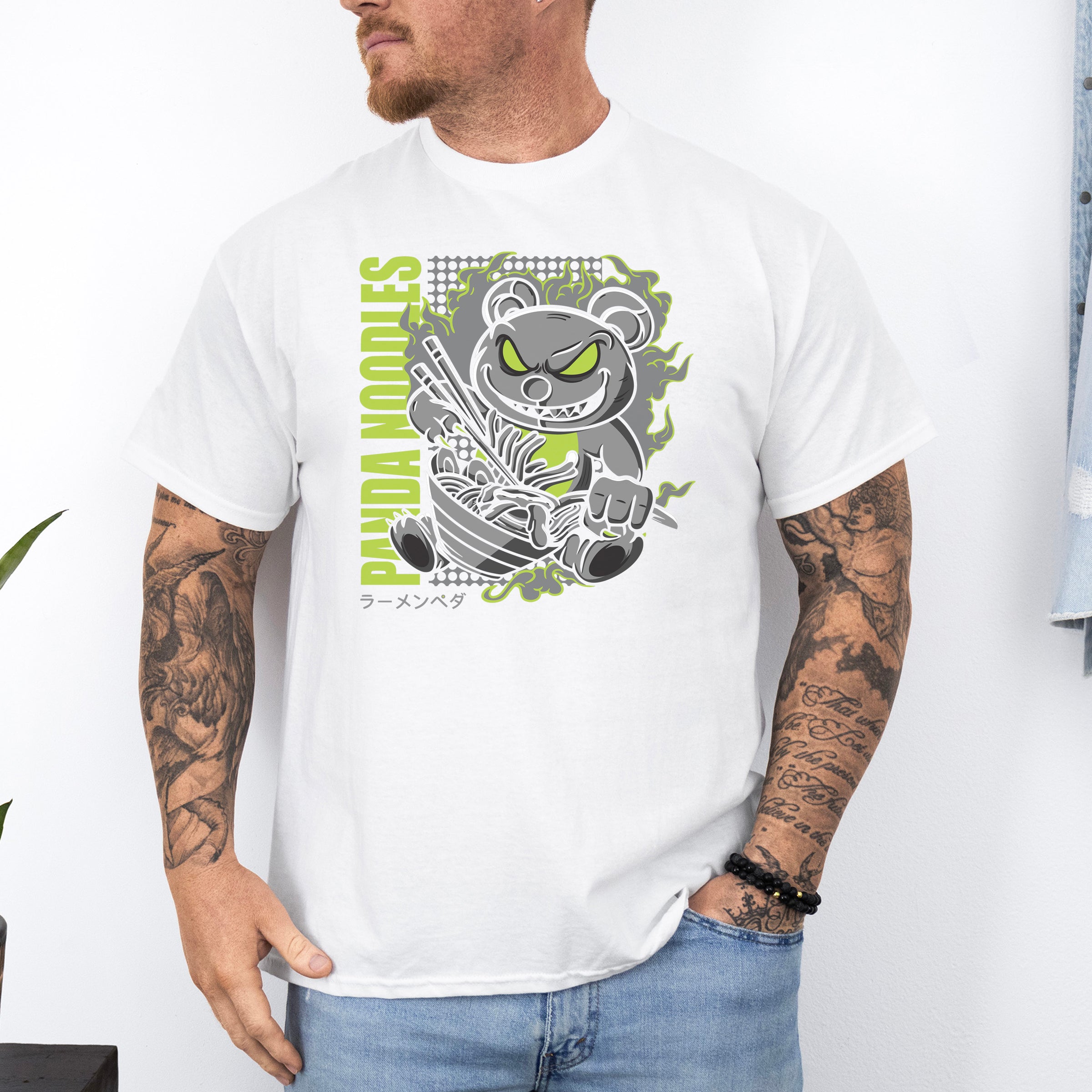 Panda Noodles custom print heavy cotton T-Shirt